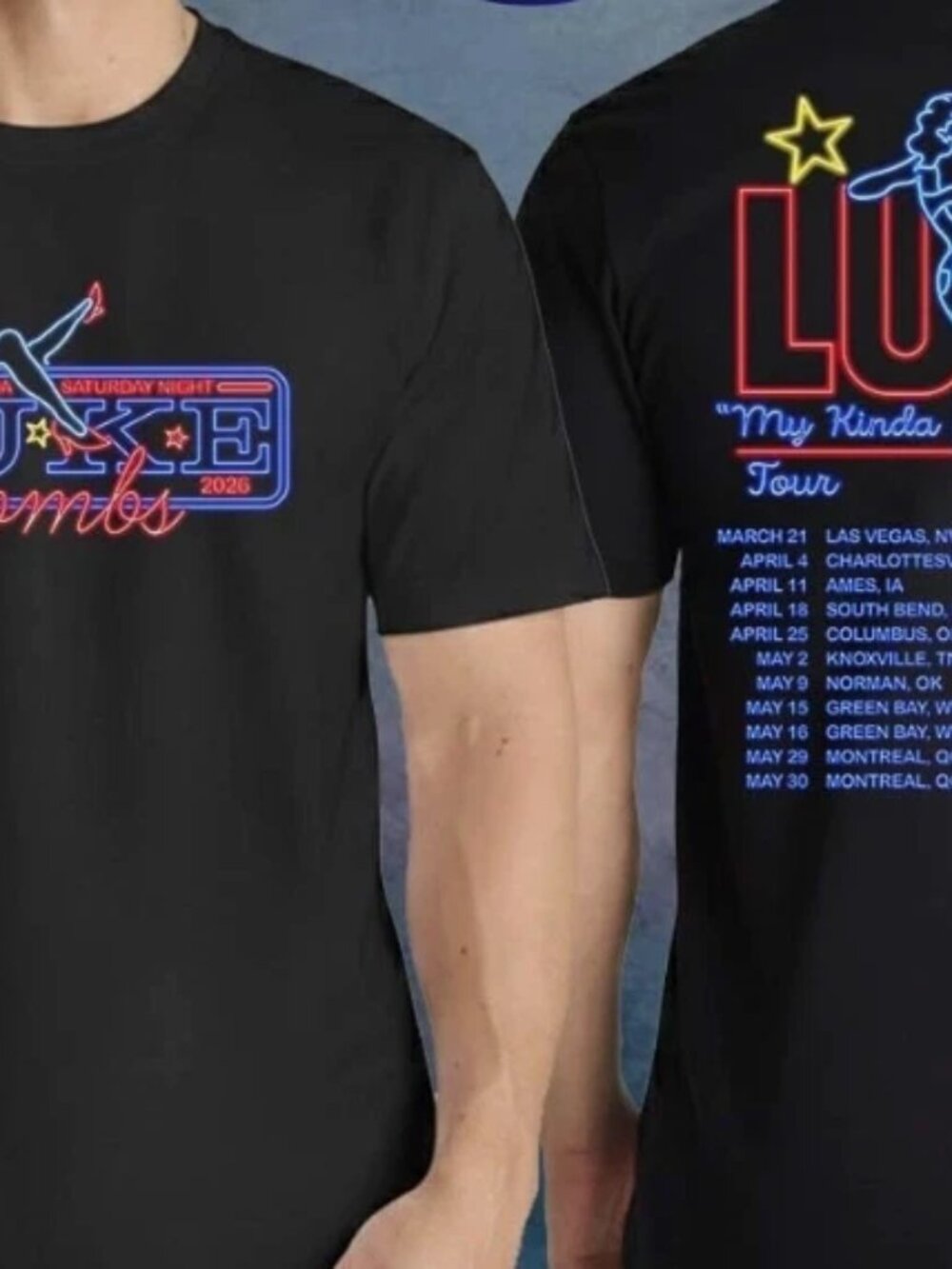 Luke Combs Merch My Kinda Saturday Night Tour 2026 Neon Tour Dates T-Shirt 305